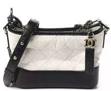 Load image into Gallery viewer, CHANEL Aged Calfskin Quilted Small Gabrielle Hobo Black White
