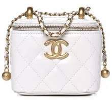 Load image into Gallery viewer, CHANEL Calfskin Quilted Mini Perfect Fit Vanity Case With Chain White