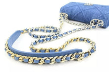 Load image into Gallery viewer, Chanel Wallet on Chain 22p Silver Gold Quilted 19 Flap Woc S126c49 Blue Denim Cross Body Bag