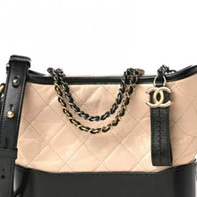 Load image into Gallery viewer, CHANEL Aged Calfskin Quilted Small Gabrielle Hobo Beige Black