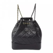 Load image into Gallery viewer, CHANEL Aged Calfskin Quilted Small Gabrielle Backpack Black