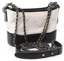 Load image into Gallery viewer, CHANEL Aged Calfskin Quilted Small Gabrielle Hobo Black White