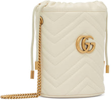 Load image into Gallery viewer, GUCCI White Mini GG Marmont Bucket Bag