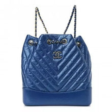 Load image into Gallery viewer, CHANEL Iridescent Aged Calfskin Chevron Quilted Small Gabrielle Backpack Blue