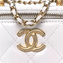 Load image into Gallery viewer, CHANEL Calfskin Quilted Mini Perfect Fit Vanity Case With Chain White