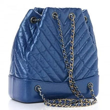 Load image into Gallery viewer, CHANEL Iridescent Aged Calfskin Chevron Quilted Small Gabrielle Backpack Blue