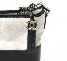 Load image into Gallery viewer, CHANEL Aged Calfskin Quilted Small Gabrielle Hobo Black White