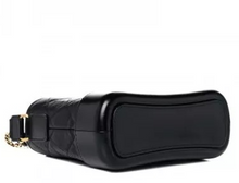 Load image into Gallery viewer, CHANEL Aged Calfskin Quilted Small Gabrielle Hobo Black