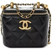 Load image into Gallery viewer, CHANEL Calfskin Quilted Mini Perfect Fit Vanity Case With Chain Black