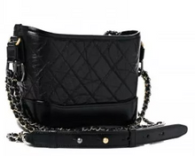 Load image into Gallery viewer, CHANEL Aged Calfskin Quilted Small Gabrielle Hobo Black