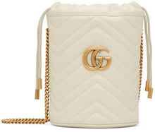 Load image into Gallery viewer, GUCCI White Mini GG Marmont Bucket Bag