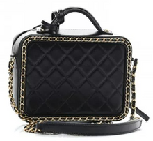 Load image into Gallery viewer, CHANEL Goatskin Quilted Medium CC Filigree Vanity Case Black