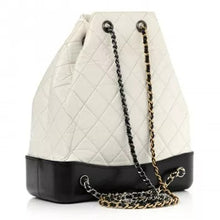 Load image into Gallery viewer, CHANEL Aged Calfskin Quilted Gabrielle Backpack Black White