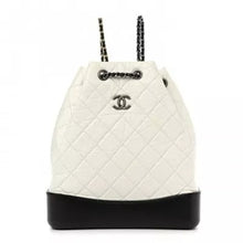Load image into Gallery viewer, CHANEL Aged Calfskin Quilted Gabrielle Backpack Black White