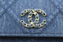Load image into Gallery viewer, Chanel Wallet on Chain 22p Silver Gold Quilted 19 Flap Woc S126c49 Blue Denim Cross Body Bag