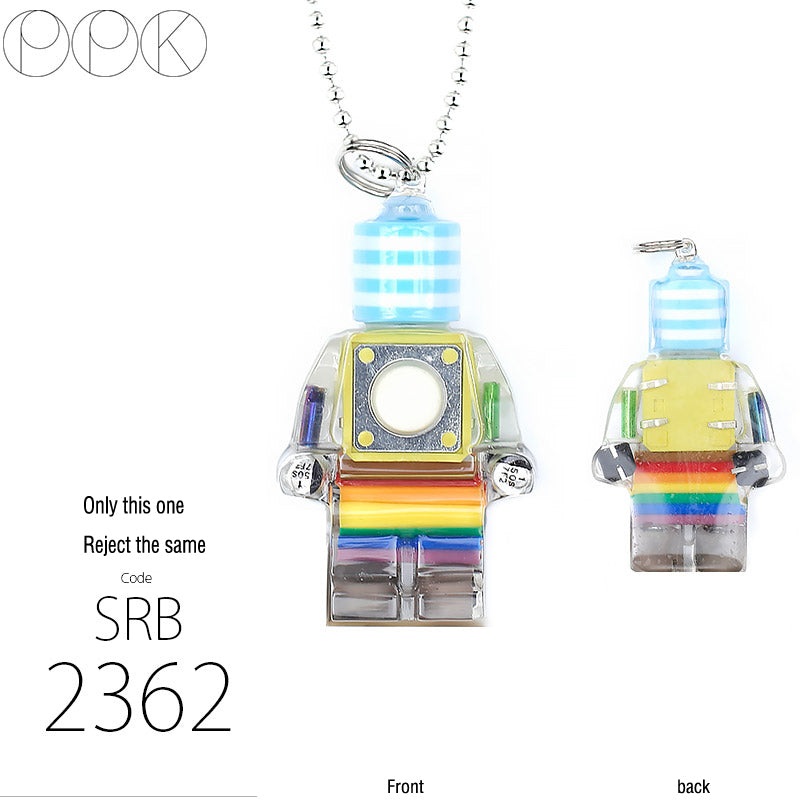 Hip-Hop Electronic Robot Rainbow Pendant Sweater Necklace