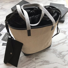 Load image into Gallery viewer, RIVE GAUCHE N/S TOTE BAG IN PRINTED LINEN AND LEATHER
