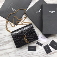 Load image into Gallery viewer, CASSANDRA MONOGRAM CLASP BAG IN CROCODILE EMBOSSED SHINY LEATHER
