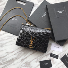 Load image into Gallery viewer, CASSANDRA MONOGRAM CLASP BAG IN CROCODILE EMBOSSED SHINY LEATHER
