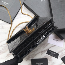 Load image into Gallery viewer, CASSANDRA MONOGRAM CLASP BAG IN CROCODILE EMBOSSED SHINY LEATHER
