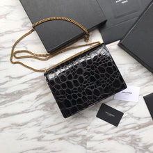 Load image into Gallery viewer, CASSANDRA MONOGRAM CLASP BAG IN CROCODILE EMBOSSED SHINY LEATHER
