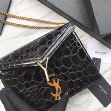 Load image into Gallery viewer, CASSANDRA MONOGRAM CLASP BAG IN CROCODILE EMBOSSED SHINY LEATHER
