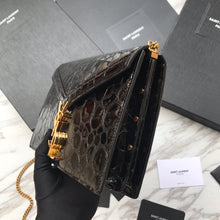Load image into Gallery viewer, CASSANDRA MONOGRAM CLASP BAG IN CROCODILE EMBOSSED SHINY LEATHER
