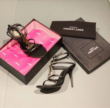 Load image into Gallery viewer, CASSANDRA FLAT SANDALS IN CROCODILE-EMBOSSED LEATHER WITH GOLD-TONE MONOGRAM
