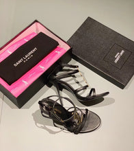 Load image into Gallery viewer, CASSANDRA FLAT SANDALS IN CROCODILE-EMBOSSED LEATHER WITH GOLD-TONE MONOGRAM
