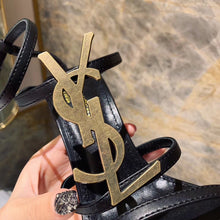Load image into Gallery viewer, CASSANDRA FLAT SANDALS IN CROCODILE-EMBOSSED LEATHER WITH GOLD-TONE MONOGRAM
