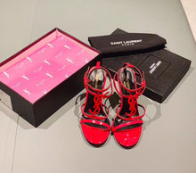 Load image into Gallery viewer, CASSANDRA FLAT SANDALS IN CROCODILE-EMBOSSED LEATHER WITH GOLD-TONE MONOGRAM
