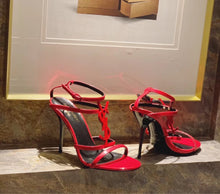 Load image into Gallery viewer, CASSANDRA FLAT SANDALS IN CROCODILE-EMBOSSED LEATHER WITH GOLD-TONE MONOGRAM
