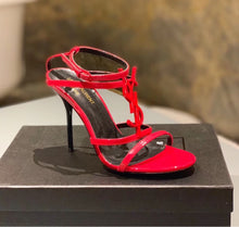 Load image into Gallery viewer, CASSANDRA FLAT SANDALS IN CROCODILE-EMBOSSED LEATHER WITH GOLD-TONE MONOGRAM
