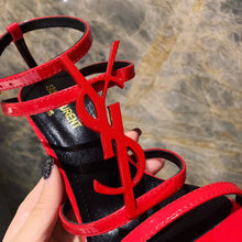 Load image into Gallery viewer, CASSANDRA FLAT SANDALS IN CROCODILE-EMBOSSED LEATHER WITH GOLD-TONE MONOGRAM
