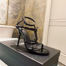 Load image into Gallery viewer, CASSANDRA FLAT SANDALS IN CROCODILE-EMBOSSED LEATHER WITH GOLD-TONE MONOGRAM

