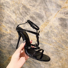 Load image into Gallery viewer, CASSANDRA FLAT SANDALS IN CROCODILE-EMBOSSED LEATHER WITH GOLD-TONE MONOGRAM
