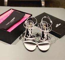Load image into Gallery viewer, CASSANDRA FLAT SANDALS IN CROCODILE-EMBOSSED LEATHER WITH GOLD-TONE MONOGRAM
