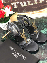 Load image into Gallery viewer, CASSANDRA FLAT SANDALS IN CROCODILE-EMBOSSED LEATHER WITH GOLD-TONE MONOGRAM
