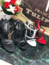 Load image into Gallery viewer, CASSANDRA FLAT SANDALS IN CROCODILE-EMBOSSED LEATHER WITH GOLD-TONE MONOGRAM
