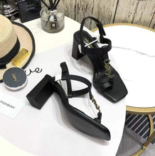 Load image into Gallery viewer, CASSANDRA SANDALS IN SMOOTH LEATHER WITH GOLD-TONE MONOGRAM
