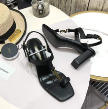 Load image into Gallery viewer, CASSANDRA SANDALS IN SMOOTH LEATHER WITH GOLD-TONE MONOGRAM
