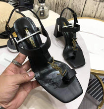 Load image into Gallery viewer, CASSANDRA SANDALS IN SMOOTH LEATHER WITH GOLD-TONE MONOGRAM
