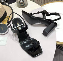 Load image into Gallery viewer, CASSANDRA SANDALS IN SMOOTH LEATHER WITH GOLD-TONE MONOGRAM
