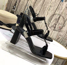 Load image into Gallery viewer, CASSANDRA SANDALS IN SMOOTH LEATHER WITH GOLD-TONE MONOGRAM
