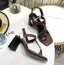 Load image into Gallery viewer, CASSANDRA SANDALS IN SMOOTH LEATHER WITH GOLD-TONE MONOGRAM
