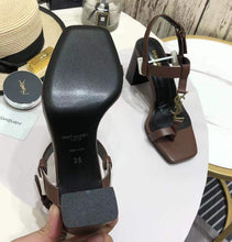 Load image into Gallery viewer, CASSANDRA SANDALS IN SMOOTH LEATHER WITH GOLD-TONE MONOGRAM
