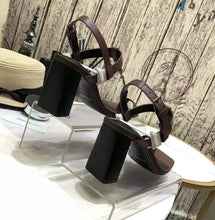 Load image into Gallery viewer, CASSANDRA SANDALS IN SMOOTH LEATHER WITH GOLD-TONE MONOGRAM
