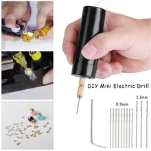 Load image into Gallery viewer, Abichoice Mini Electric Hand Drill Set, Portable USB Port, 3pcs Drill Bits (1.0-1.2mm) Tool for DIY Crafts Resin Jewellery Making
